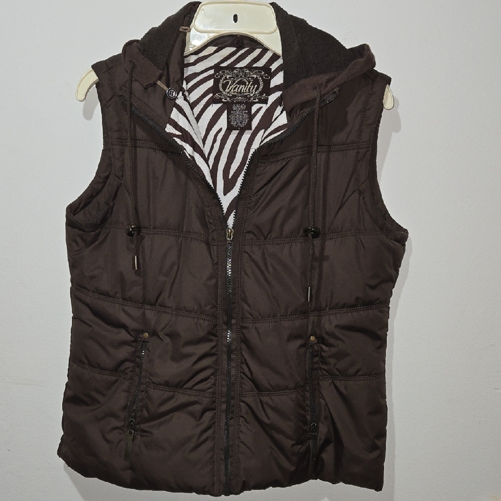 Vanity Dark Brown Hooded Vest for Women